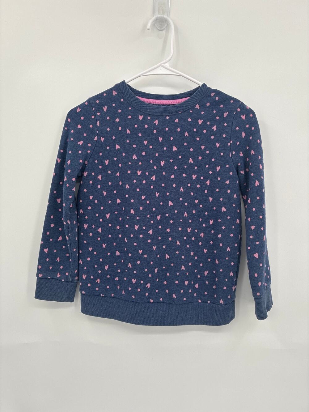 Cat & Jack Blue Pink Hearts Valentines Day Pullover Sweatshirt M 7/8